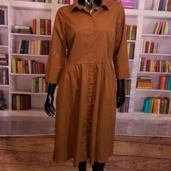 Lands' End Dresses & Skirts - Land's End Coffee Casual Dress Size 14